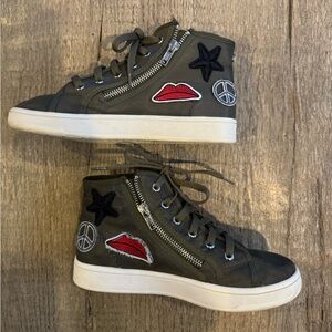 Steve Madden Olive High-Top Sneakers with Embroidered Patches